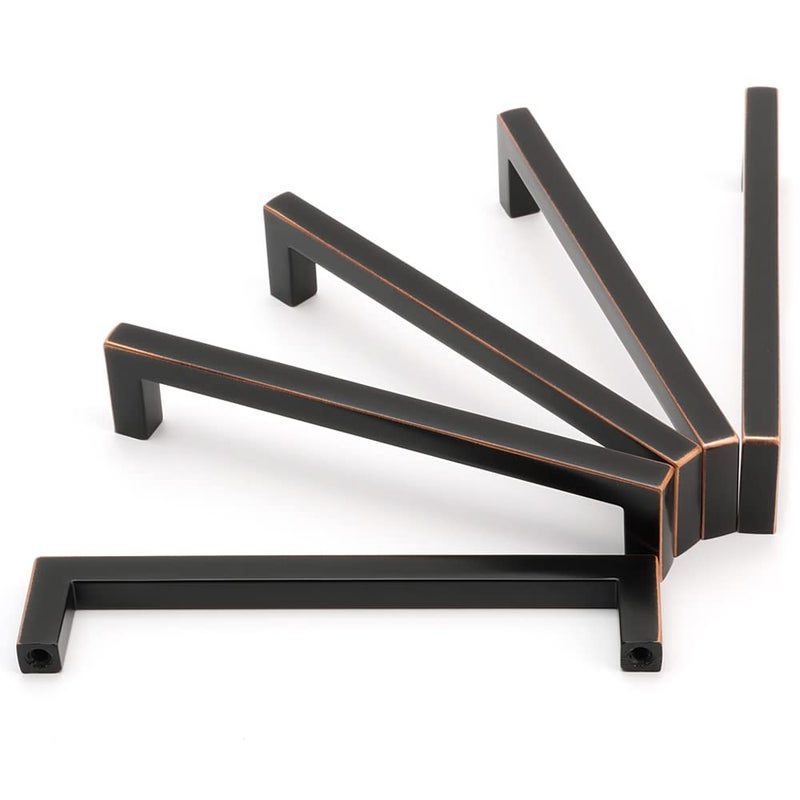 KOOFIZO Solid Square Bronze Kitchen Cabinet Handles Oil Rubbed Bronze Cabinet Pulls, 5 Pack 5 Inch Bronze Hardware for Kitchen Cabinets Drawers Dresser Cupboard Bedroom Bathroom - Image 1